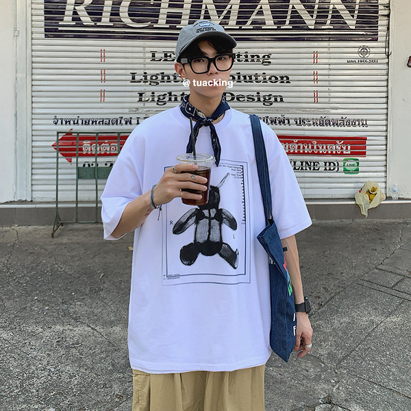 Tricou casual barbatesc cu imprimeu - model larg