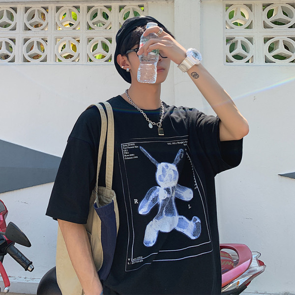 Tricou casual barbatesc cu imprimeu - model larg