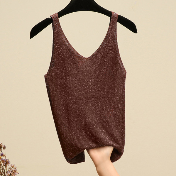 Stilīgs sieviešu tops ar spīdīgu efektu un platām lencēm