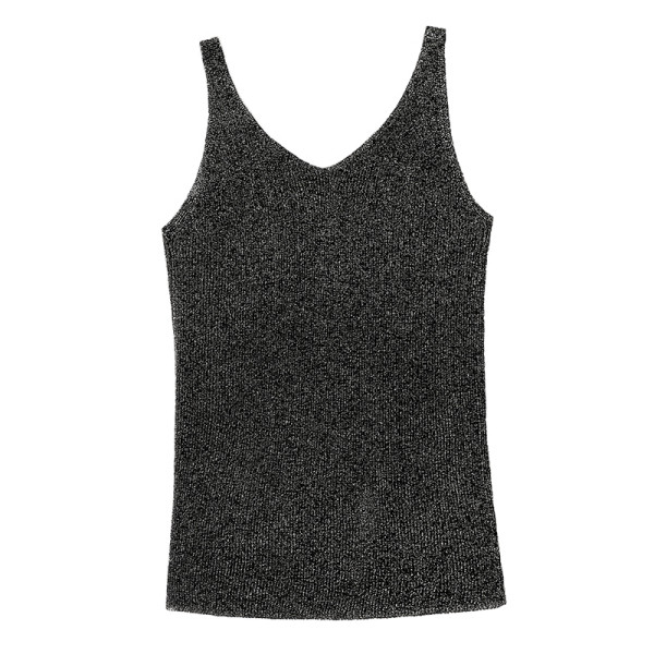 Stilīgs sieviešu tops ar spīdīgu efektu un platām lencēm