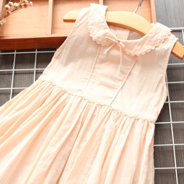 Rochie moderna pentru copii cu panglica si decolteu oval - model croiat