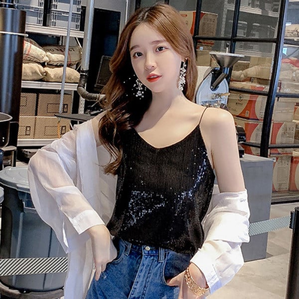 Sieviešu moderns krekliņš ar fliteriem un plānām lencēm