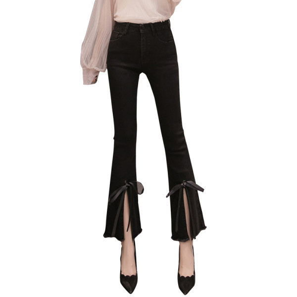 Blugi moderni de dama cu sireturi si buzunare