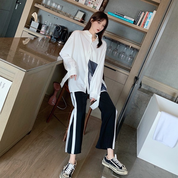 Női alkalmi ing hosszú ujjal és mintával - széles modell