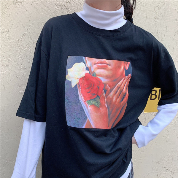 Női alkalmi póló nyomattal - széles modell