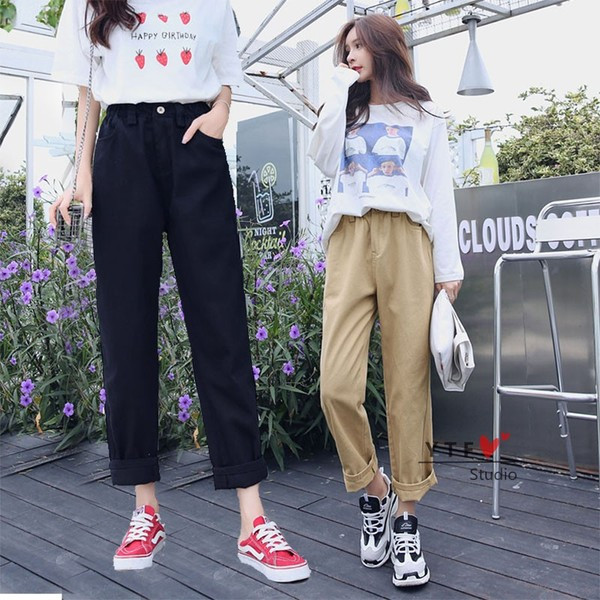 Ikdienas sieviešu bikses ar augstu vidukli - taisns modelis