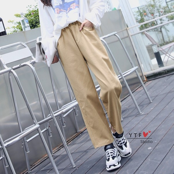 Ikdienas sieviešu bikses ar augstu vidukli - taisns modelis