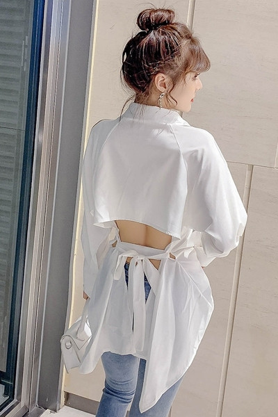 Női hétköznapi hosszú ing aszimmetrikus háttal