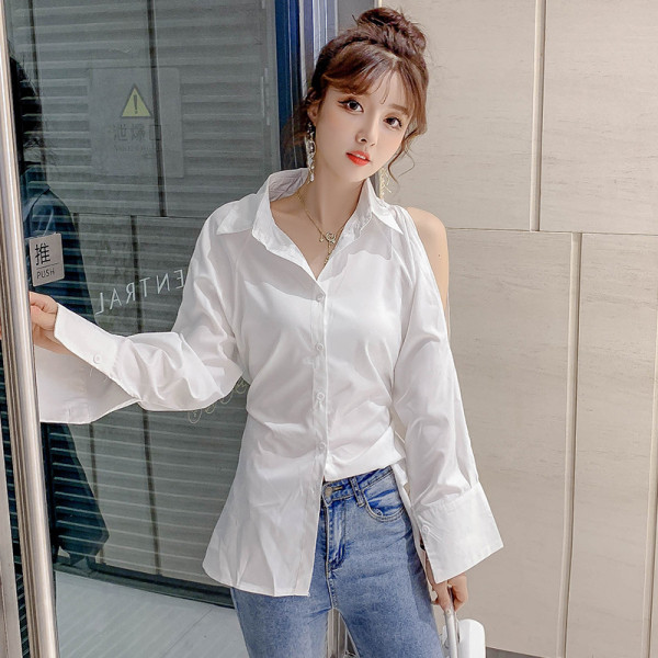 Női hétköznapi hosszú ing aszimmetrikus háttal