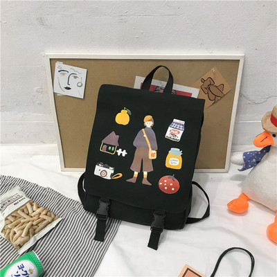 Rucsac casual textil de dama cu aplicatii colorate