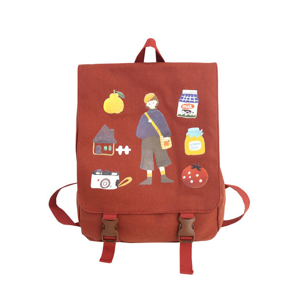 Rucsac casual textil de dama cu aplicatii colorate