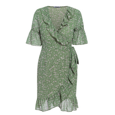 Alkalmi női rövid ruha rövid ujjú, virágmintás