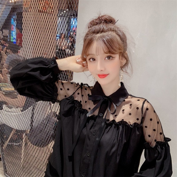 Cămașă modernă de damă cu guler și panglică clasice