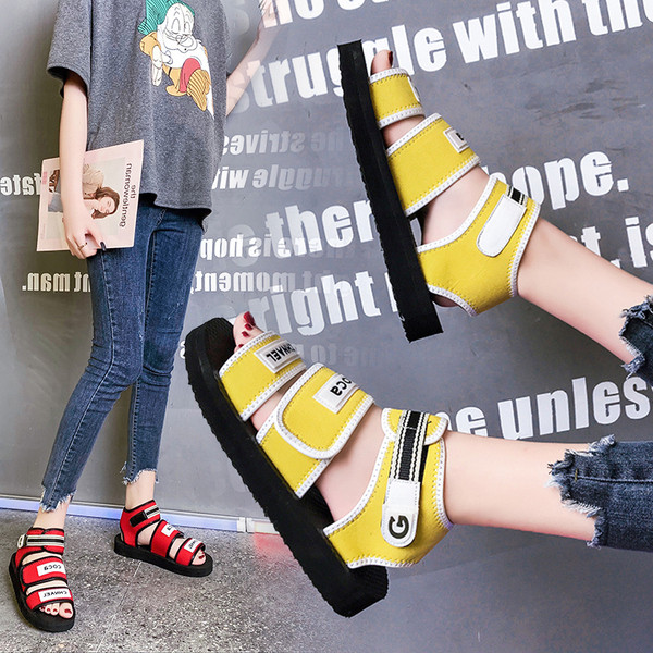 NOU Sandale casual de damă cu talpă plată și velcro