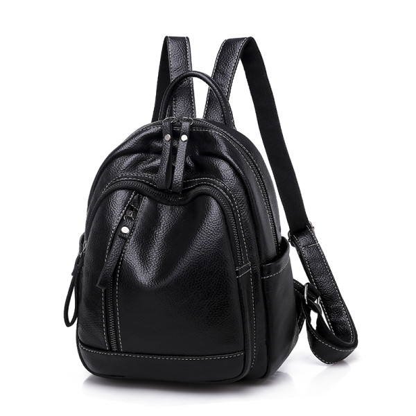 Moteriška kasdieninė kuprinė iš eko odos su kišene priekyje