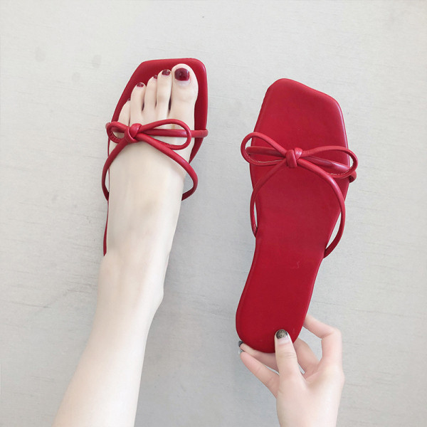 Papuci de vara dama cu panglica de piele