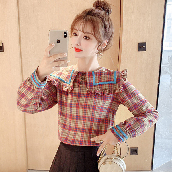 Női alkalmi kockás ing hosszú ujjal