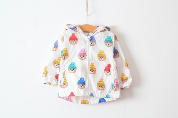 Ikdienas bērnu jaka ar apdruku un kapuci meitenēm