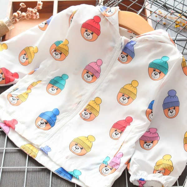 Ikdienas bērnu jaka ar apdruku un kapuci meitenēm