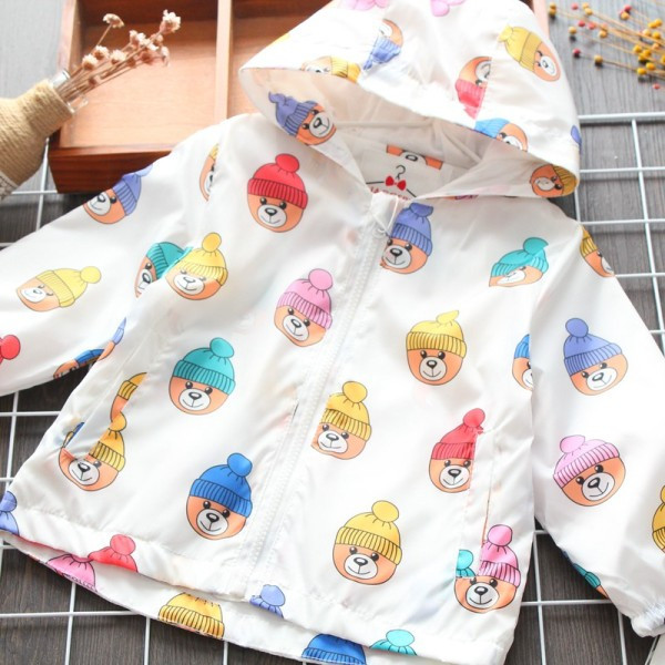 Ikdienas bērnu jaka ar apdruku un kapuci meitenēm