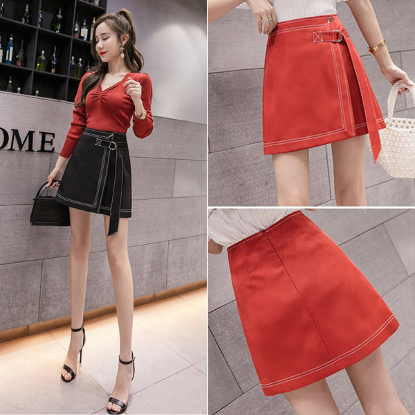 Īsi sieviešu svārki ar augstu vidukli un jostu