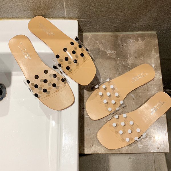 Moteriškos vasarinės šlepetės su silikoniniu dirželiu ir lygiu padu