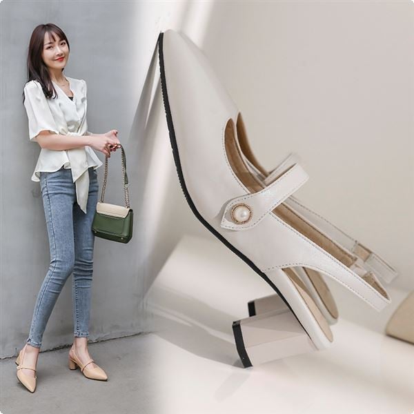 Sandale casual de dama cu decor de perle