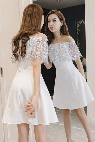 Rochie elegantă de damă, cu decolteu barcă și dantelă