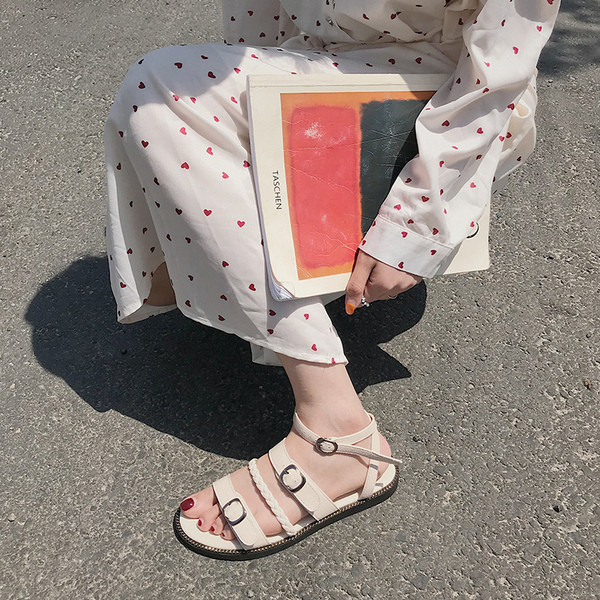 Sandale de vara dama cu talpa plate si bretele din piele