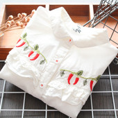 Naujo modelio vaikiški marškiniai su siuvinėjimais ir klasikine apykakle mergaitėms