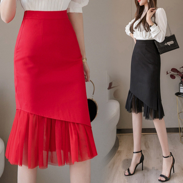 Fusta casual dama cu talie inalta si tul