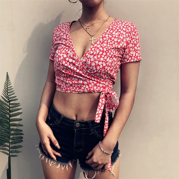 Modern női póló V-nyakú és fűzős