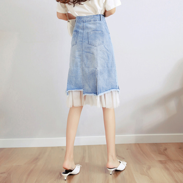 Naiste vabaaja seelik kõrge vöökoha ja tülliga