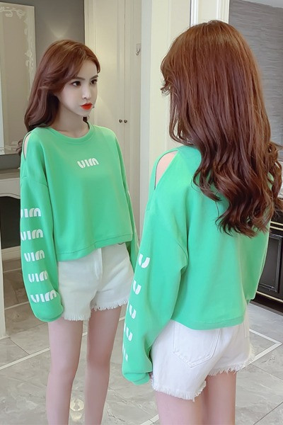 Bluză casual de damă cu decolteu rotund și inscripții