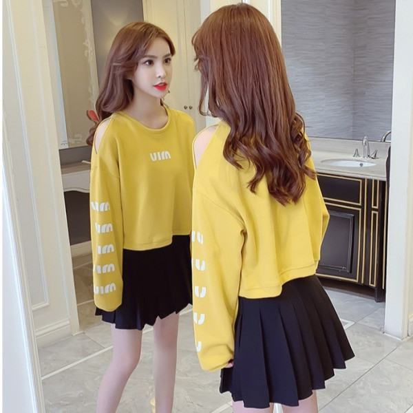 Bluză casual de damă cu decolteu rotund și inscripții