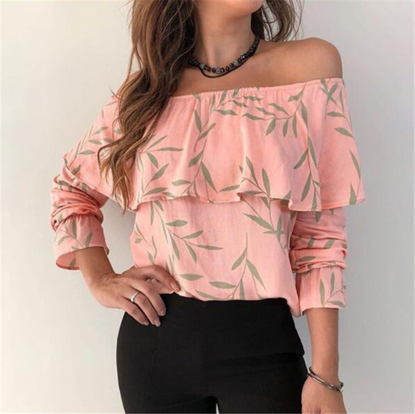 Naiste vabaaja pikkade varrukate ja paljaste õlgadega pluus