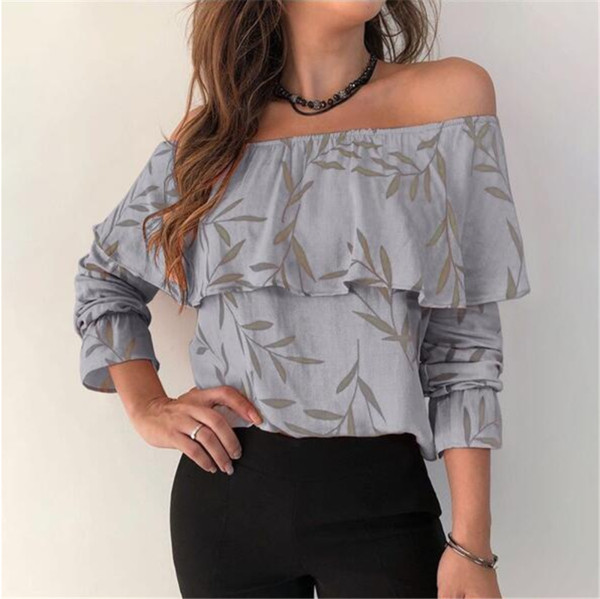 Naiste vabaaja pikkade varrukate ja paljaste õlgadega pluus