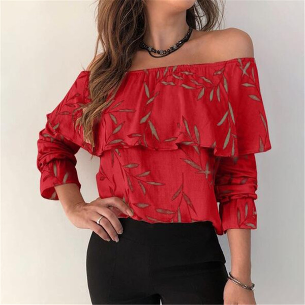 Naiste vabaaja pikkade varrukate ja paljaste õlgadega pluus