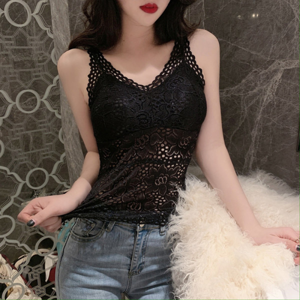 Maieu de damă din dantelă, cu decolteu în V și căptușeală