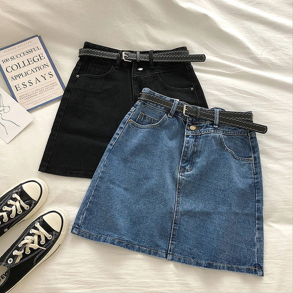 Ikdienas sieviešu džinsa svārki vienkāršs modelis ar augstu vidukli