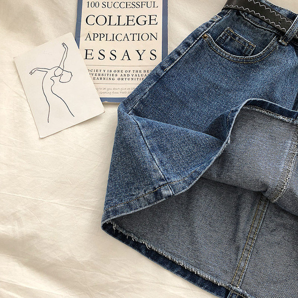 Ikdienas sieviešu džinsa svārki vienkāršs modelis ar augstu vidukli