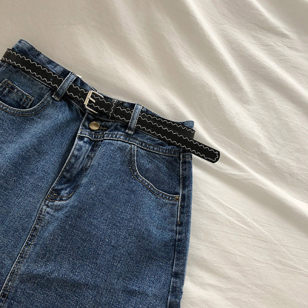 Ikdienas sieviešu džinsa svārki vienkāršs modelis ar augstu vidukli