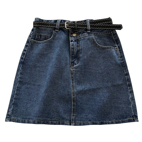 Ikdienas sieviešu džinsa svārki vienkāršs modelis ar augstu vidukli