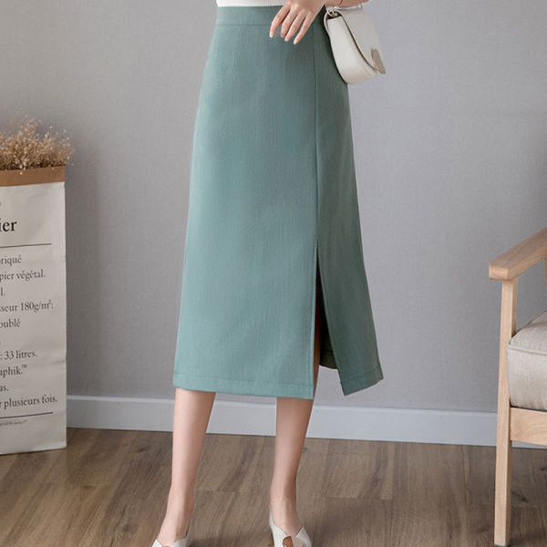 Fusta casual de dama cu talie inalta si crapata