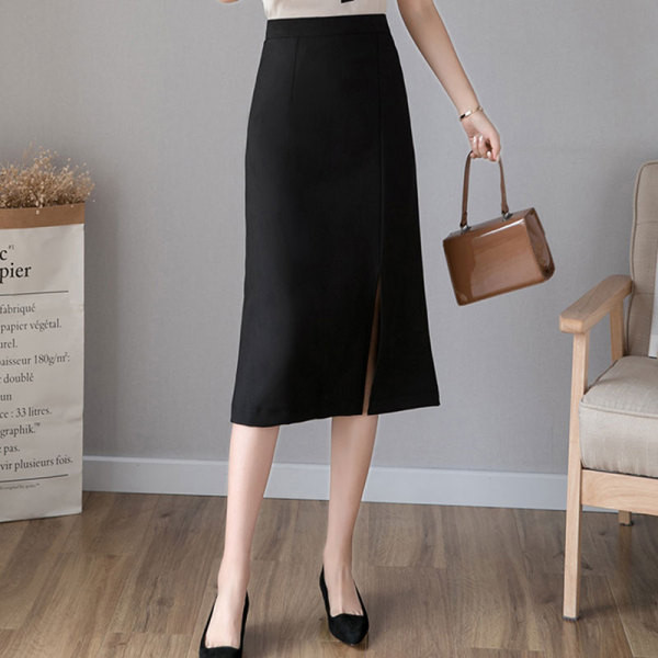 Fusta casual de dama cu talie inalta si crapata