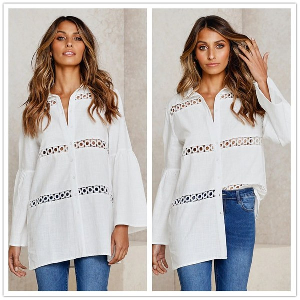 Cămașă lungă de damă modernă, cu guler clasic și mâneci lungi