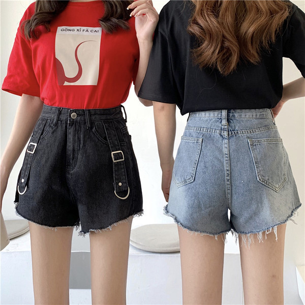 Blugi scurti de dama cu talie inalta