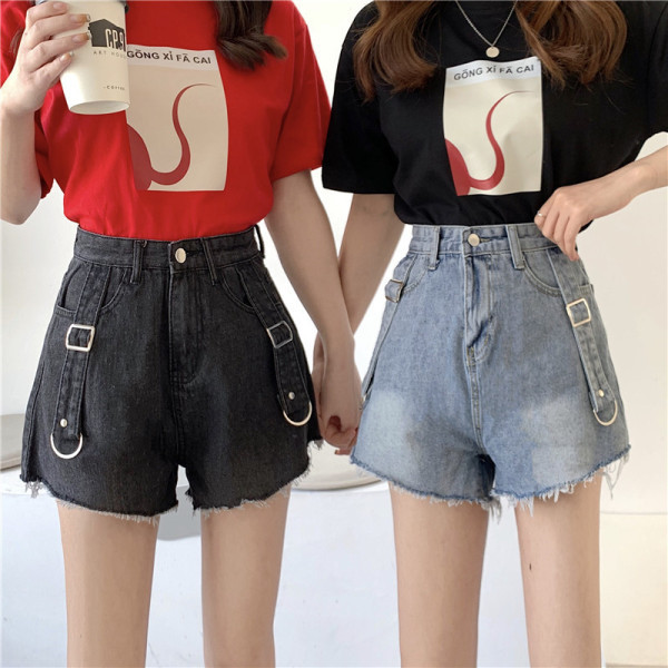 Blugi scurti de dama cu talie inalta