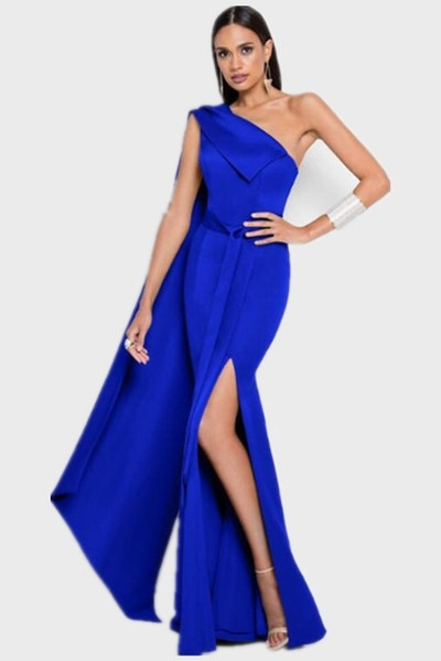 Rochie lungă de damă model NOU, cu umăr gol și fante