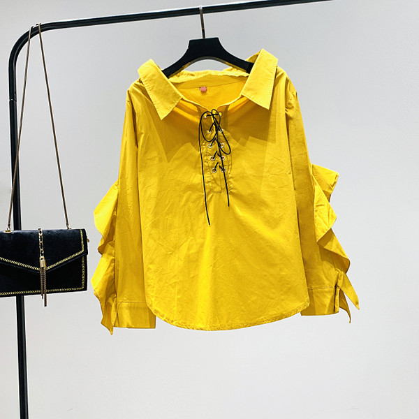 Új modell női ing nyakkendővel és spitz nyakkivágással